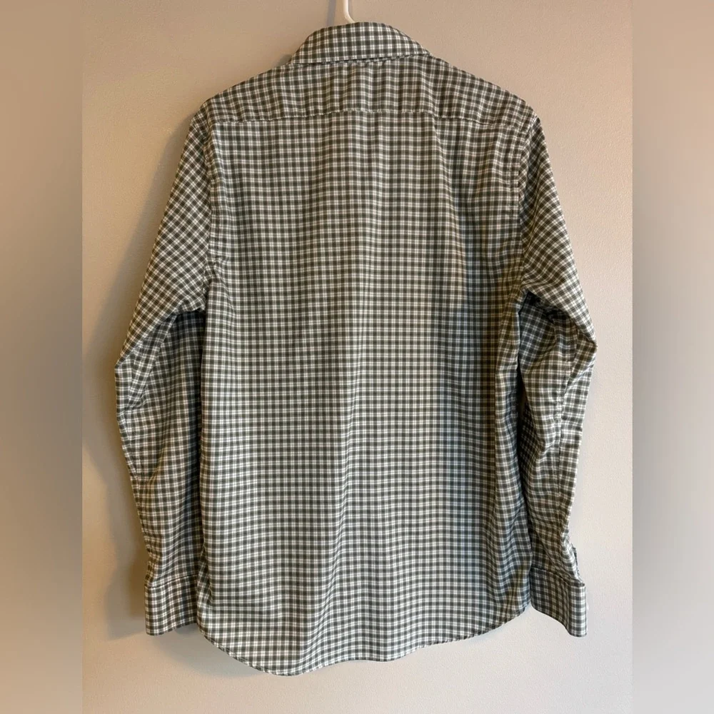 Banana Republic Men's Green Gingham Check Button Down Shirt M Cotton Long Sleeve